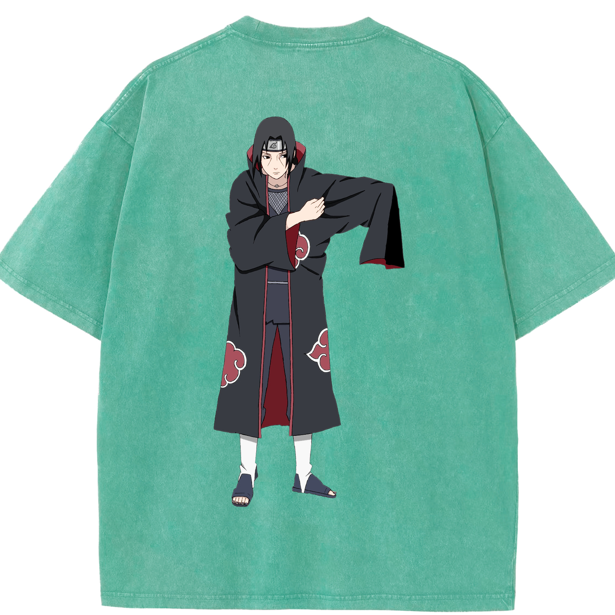 （画像用） NARUTO -ナルト- うちは イタチ Uchiha Itachi 綿100% ヴィンテージ風 半袖Tシャツ（背面プリント）